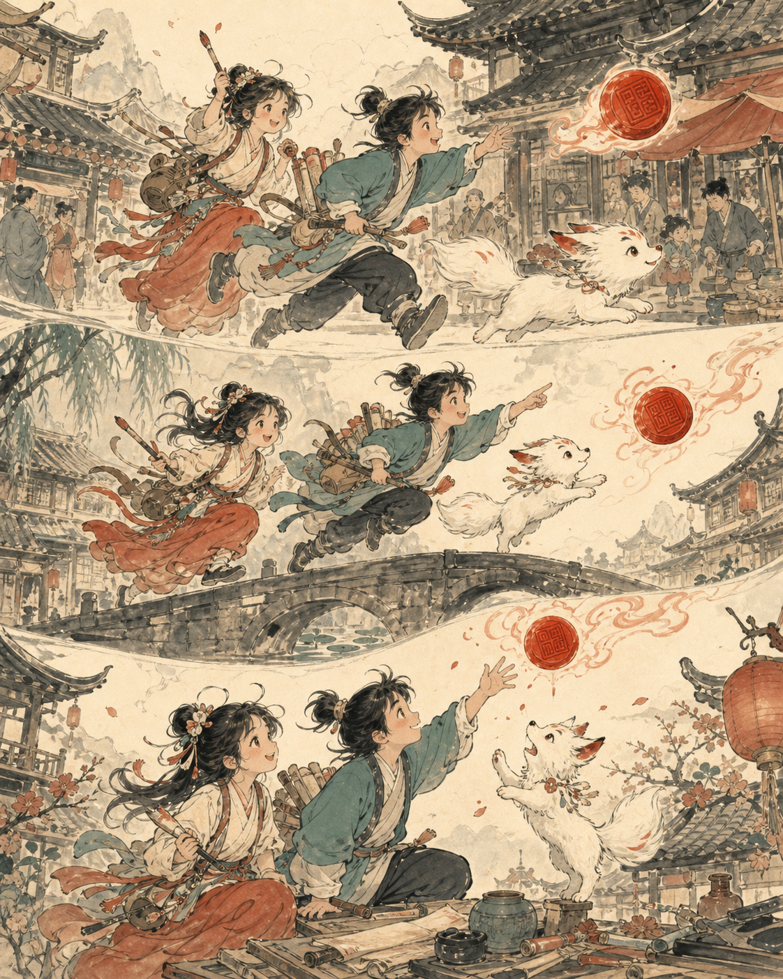 中国连环画风格的故事封面